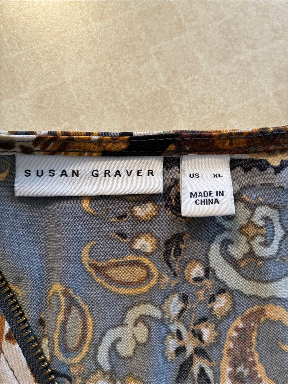 Susan Graver Paisley/Floral Printed V-Neck Top XL - Picture 9 of 10